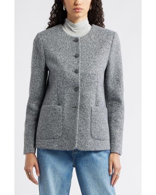 Nordstrom Gray Textured Collarless Jacket