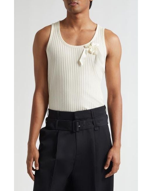 Simone Rocha Natural Ribbon Daisy Ribbed Tank for men