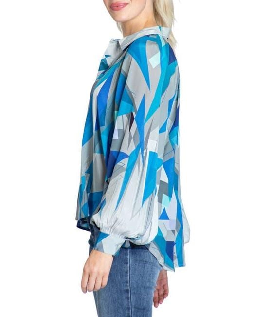 Apny Blue Half Placket Top