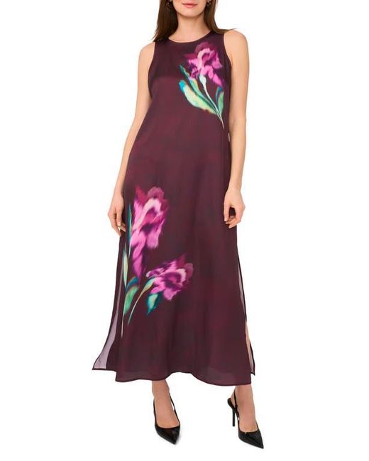 Vince Camuto Purple Floral Print Sleeveless Maxi Dress