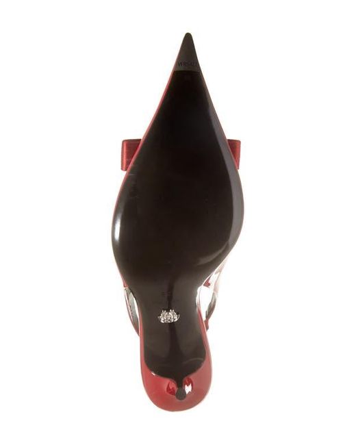 Versace Red Medusa Bow Pointed Toe Slingback Pump