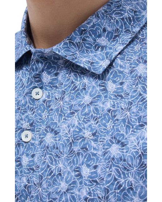 Bugatchi Blue Victor Ooohcotton Floral Polo for men