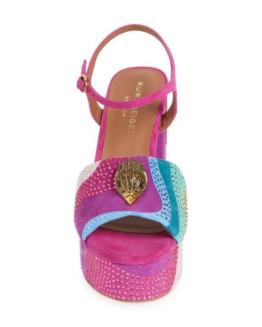 Kurt Geiger Pink Kensington Ankle Strap Platform Sandal
