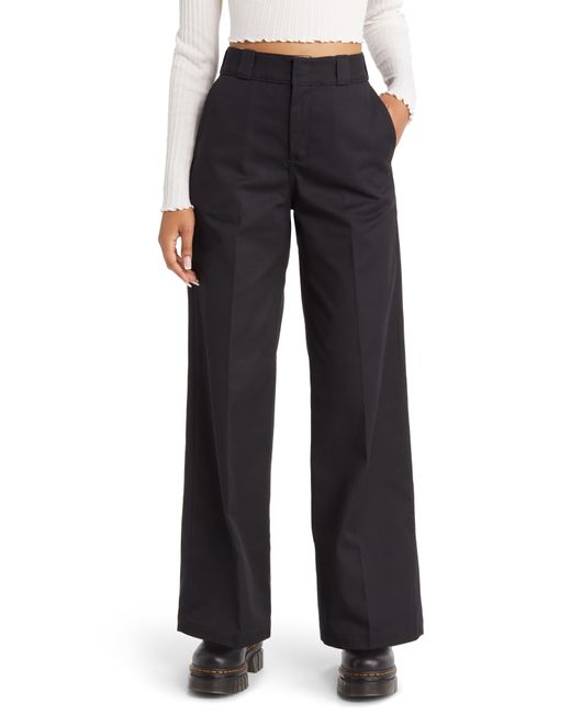 Dickies Wide Leg Twill Pants in Black Lyst