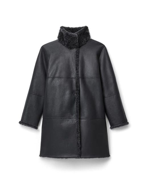 Lafayette 148 New York Black Reversible Genuine Shearling Coat