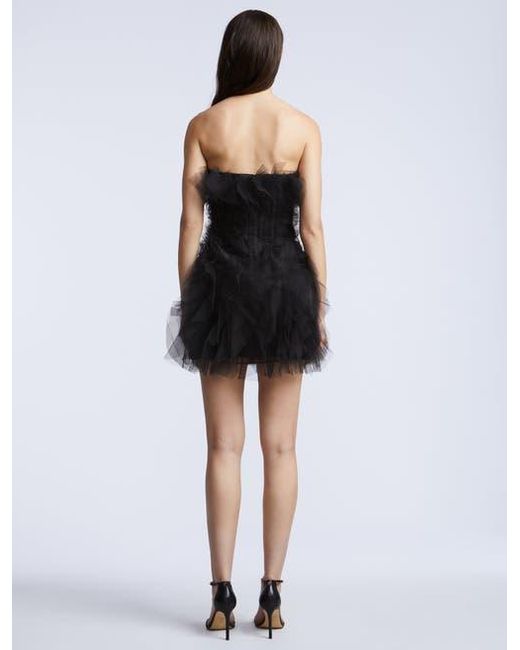 BCBGMAXAZRIA Black Solid Cascade Mini Dress