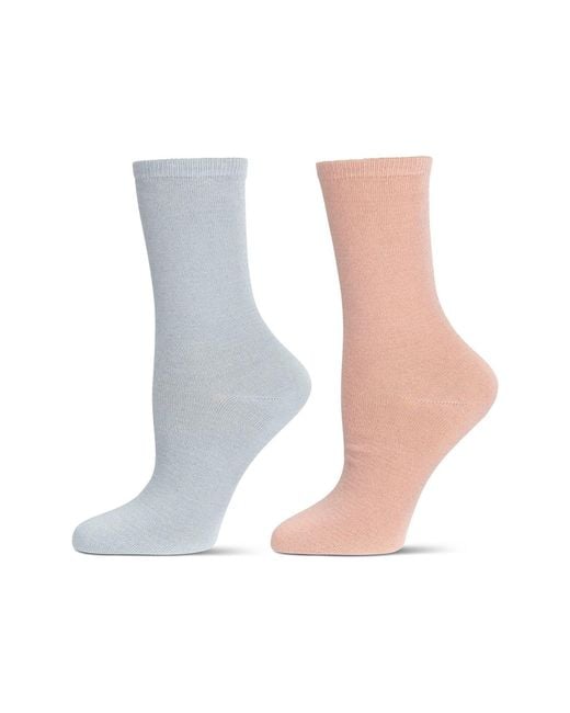 Memoi White Assorted 2-Pack Crew Socks