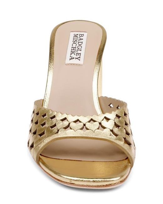 Badgley Mischka Metallic Omni Laser-Cut Heart Sandal