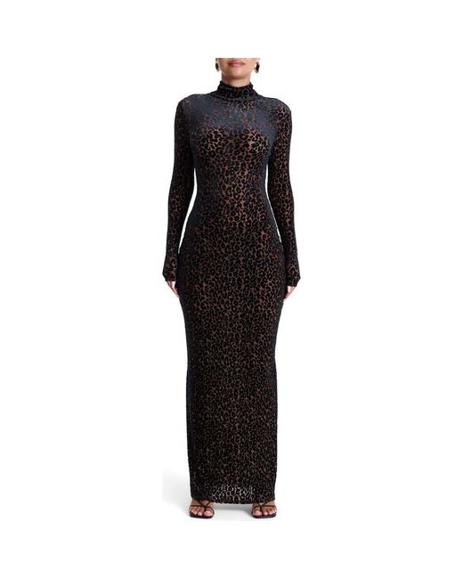 princess polly baby blue dress Burnout Velvet Dress Black Midi Dress With Flowers Poised Romance Floral  Velvet Burnout Maxi Dress In main image 1