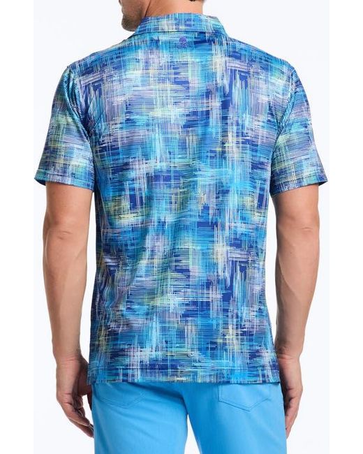 Robert Graham Blue Salas Abstract Print Performance Golf Polo for men