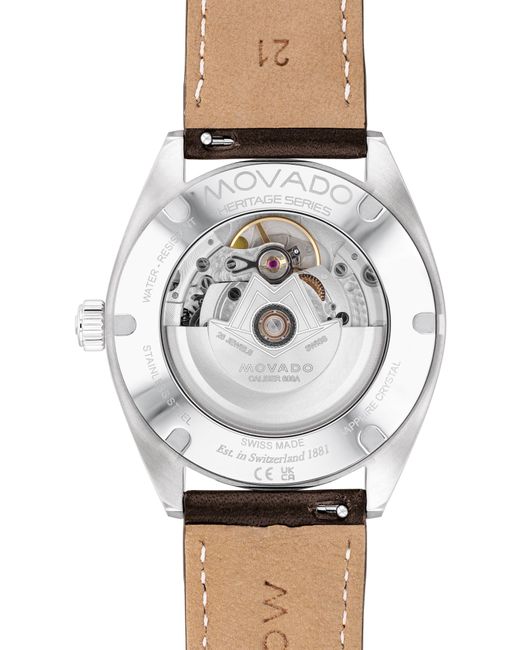 Movado White Heritage Datron Leather Strap Watch for men