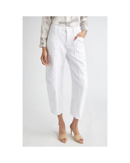 L'Agence White Cody High Waist Barrel Leg Rodeo Jeans
