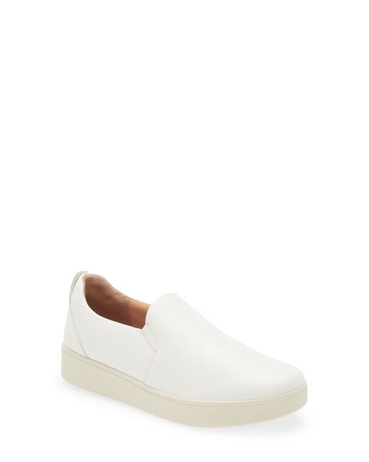 Fitflop Rally Leather Slip-on Skate Sneaker in White | Lyst