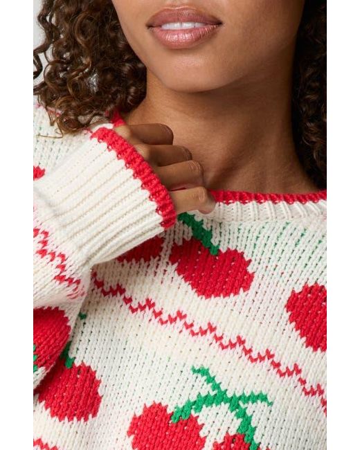 Florence By Mills Pink Cherry Crewneck Crop Sweater