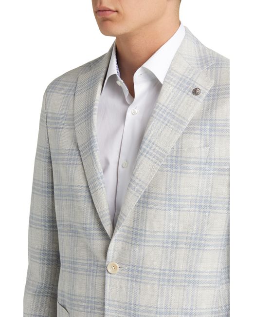 Jack Victor Blue Hampton Plaid Wool & Linen Blend Sport Coat for men