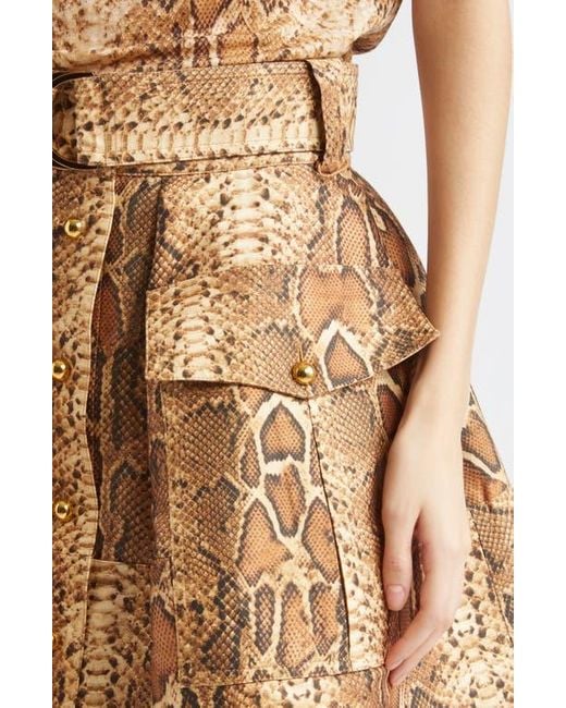 Zimmermann Natural Hypnotic Belted Silk & Cotton Utility Miniskirt