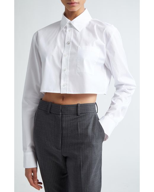 Coperni White Long Sleeve Cotton Button-up Crop Shirt