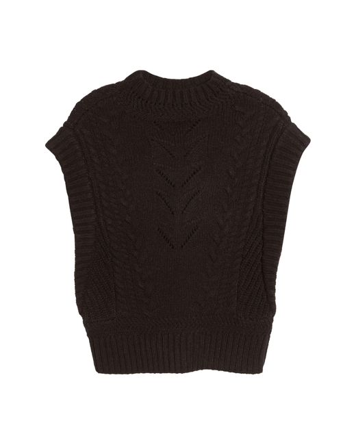 Wit & Wisdom Black Cable Stitch Mock Neck Sweater Vest