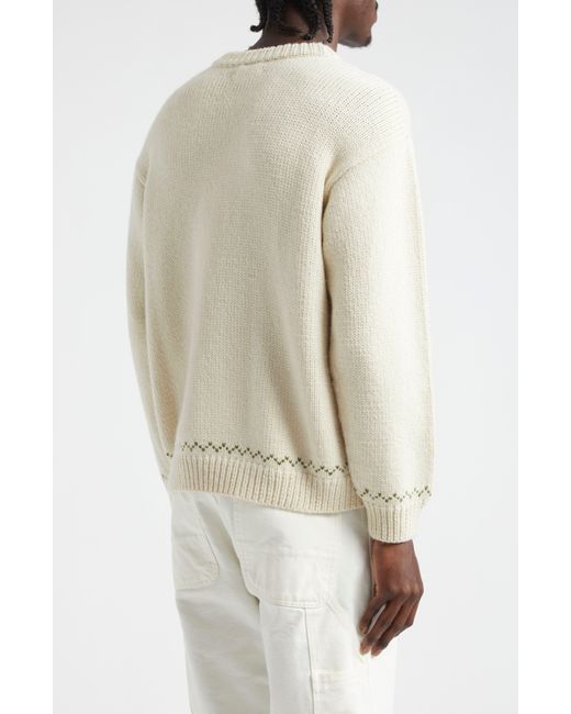 Bode Natural Homestead Sampler Wool Sweater for men