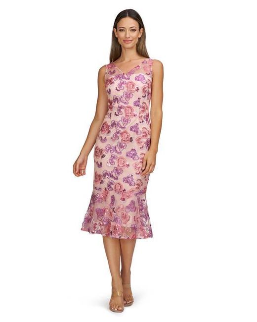 JS Collections Greer Sequin Embroidered Cocktail Dress