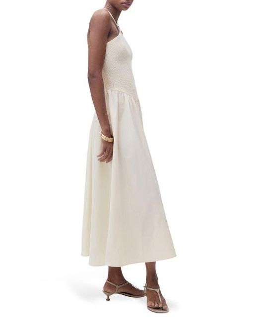 Mango Natural Smocked Sleeveless Midi Dress