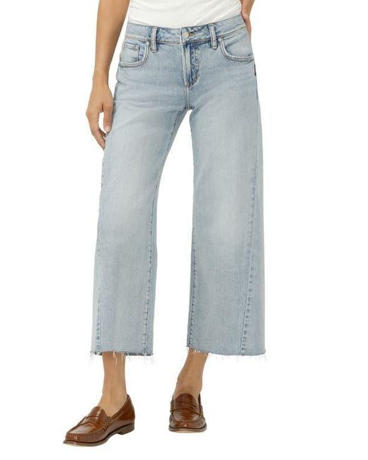 Silver Jeans Co. Blue Suki Curvy Raw Hem Ankle Wide Leg Jeans