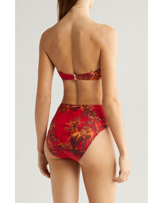 L'Agence Vanessa Red Jungle High Waist Bikini Bottoms