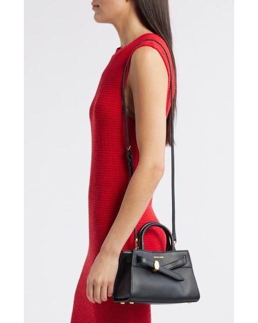 Veronica Beard Black Mini Dash Leather Top Handle Bag