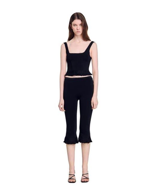 Sandro Blue Ruffled Capri Pants