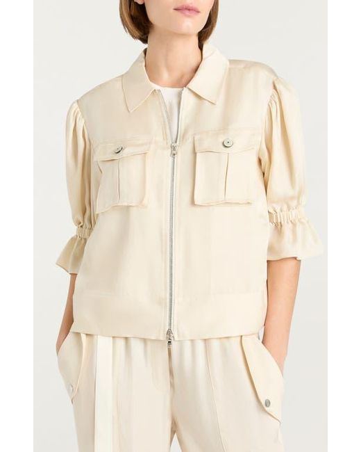 Cinq À Sept Women's Natural Holly Ruffle Faux Leather Jacket