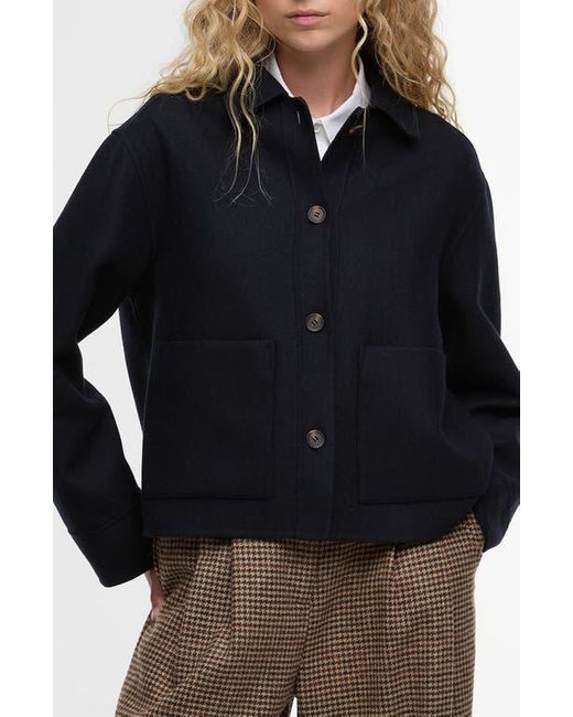 Barbour Black Ashdon Double Face Wool Blend Overshirt