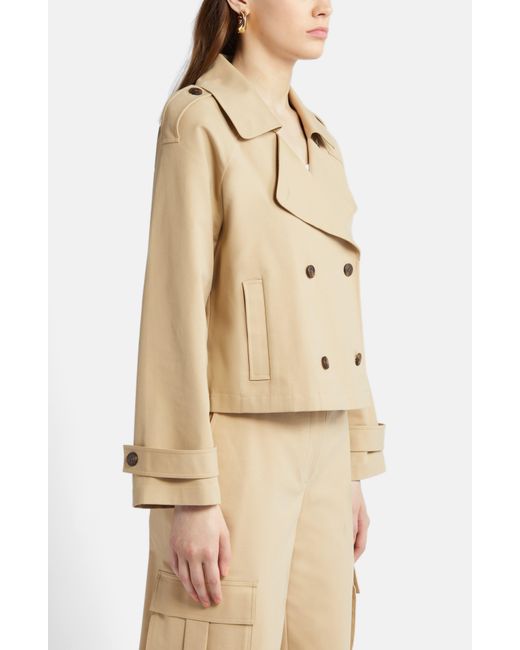 Nordstrom Natural Crop Stretch Cotton Trench Coat