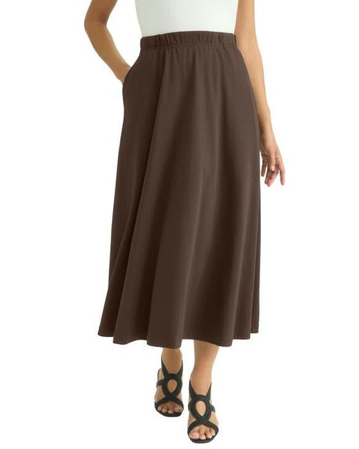 Jessica London Brown Soft Ease Midi Skirt