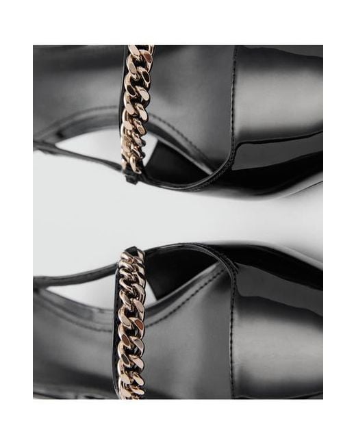 Mango Black Slingback Pointed Toe Mary Jane Kitten Heel Pump