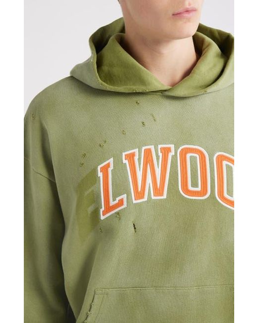 Elwood Green Fireside Distressed Logo Hoodie for men