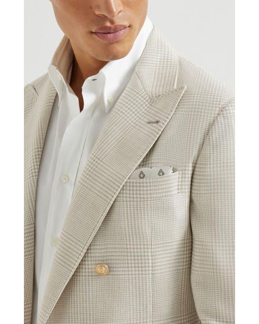 Brunello Cucinelli Gray Silk Pocket Square With Pattern for men