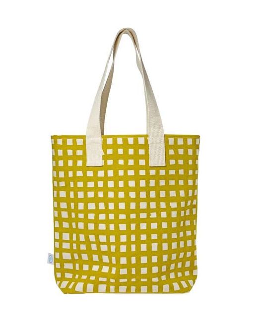 DANCE HAPPY Yellow Grid Carry All Tote Bag