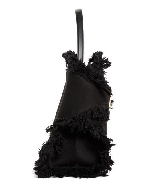 Ferragamo Black Medium Hug Fringed Top Handle Bag