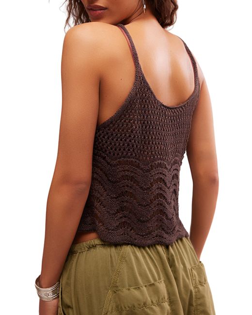Free People Brown Summer Breeze Open Knit Camisole