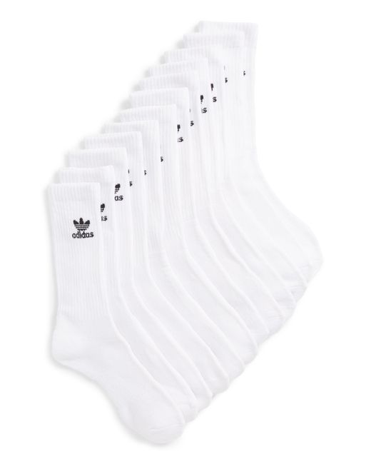 Adidas Originals White Trefoil 6-pack Crew Socks for men