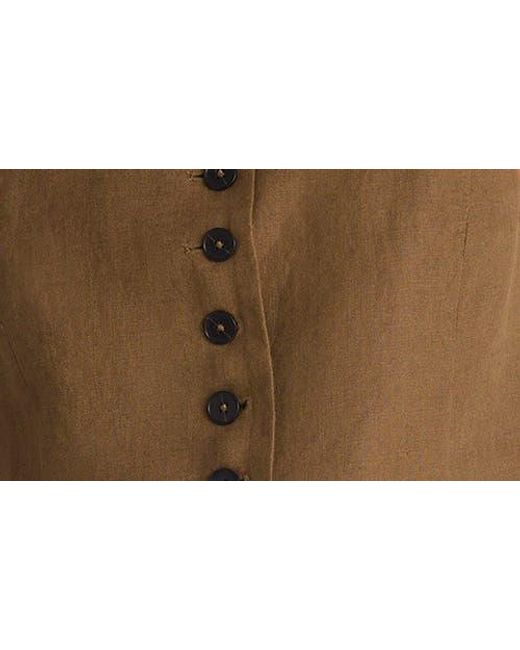 Madewell Brown Button Front Linen Shell Top