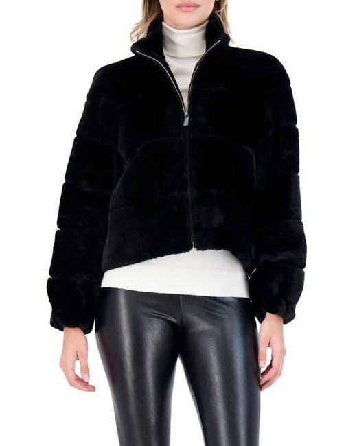 Gorski Black Genuine Shearling Horizontal Zip Jacket