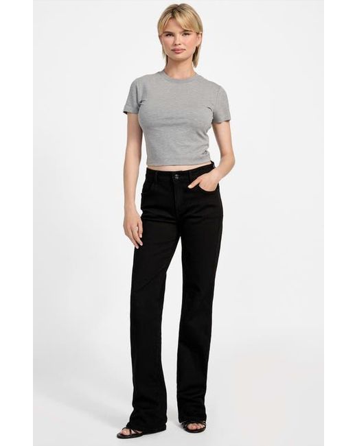 Guess Gray Basic Crop Mini Logo T-Shirt