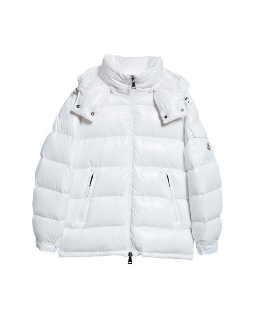 Moncler White Maire Hooded Short Down Puffer Jacket