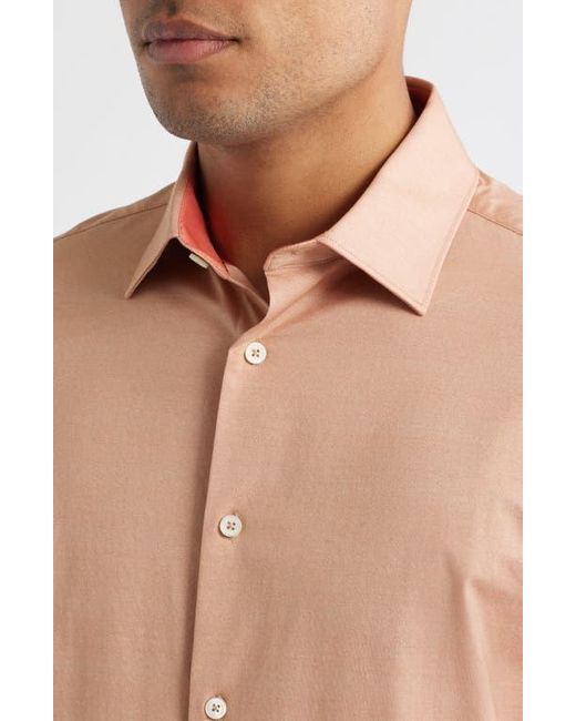 Bugatchi Pink Jimmy Ooohcotton Solid Button-Up Shirt for men