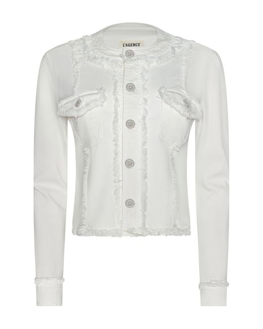 L'Agence White Yarin Fray Jacket