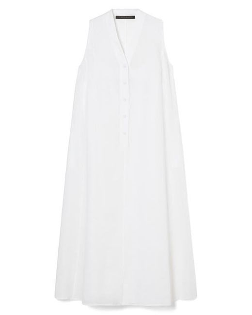 Marina Rinaldi White Tema Sleeveless Linen Dress