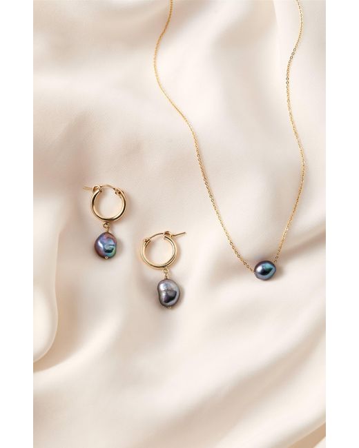 SET & STONES Blue Adelle Keshi Pearl Hoop Earrings