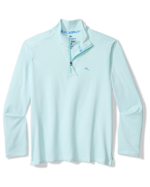 Tommy Bahama Blue Costa Wave Islandzone Seersucker Half Zip Pullover for men