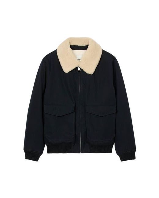 Sandro Blue Shearling Collar Aviator Jacket for men